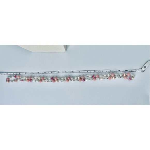 Beaded Pink Necklace, Pink Long Necklace, Silver Bracelet Jewelry Buy 3/$18 - Picture 11 of 12
